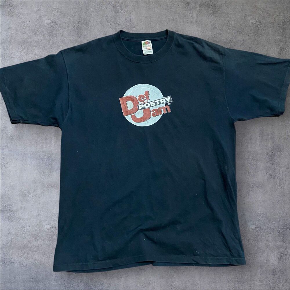 Fruit Of The Loom Vintage Y2K Def Poetry Jam Hip Hop Black T-Shirt Men's Size XL